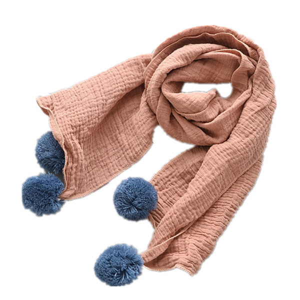 Baby Child Cotton Warm Scarf Spring Winter Children Pompom Scarves Winter Baby Neck Warmer Boy Girl Long Scarf Lovely Kids Shawl