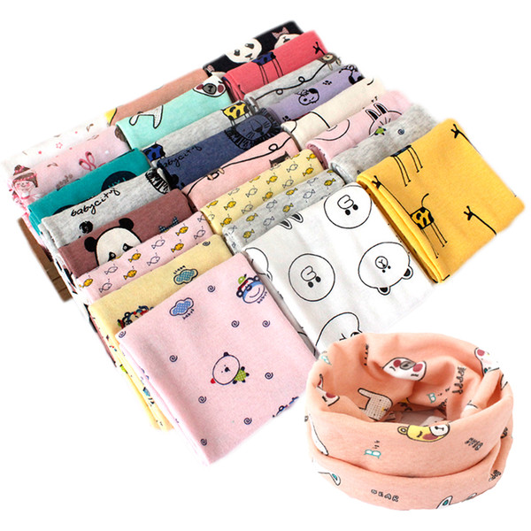 2017 new arrival Baby cotton neck warmers cartoon animals print baby ring scarf fish lion panda giraffe bear cute neckerchief for 2-7T