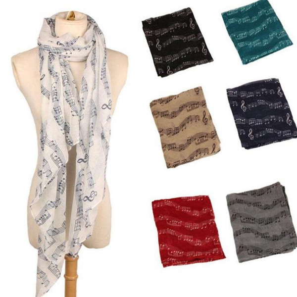 New Fashion Women big girls Music Note Print Long Scarf Elegant Scarves Neck Wrap Stole Neckerchief scarves