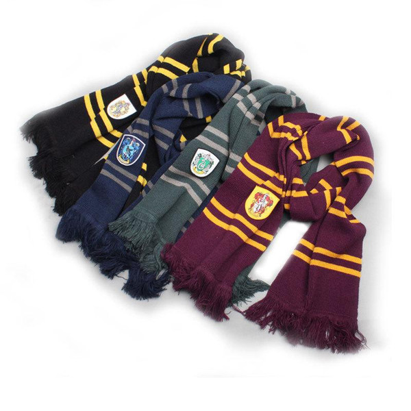 195cm Length Gryffindor Slytherin Ravenclaw Hufflepuff House 4 Color 100% Original Version Cosplay Scarf Warm Knit Scarf Sale