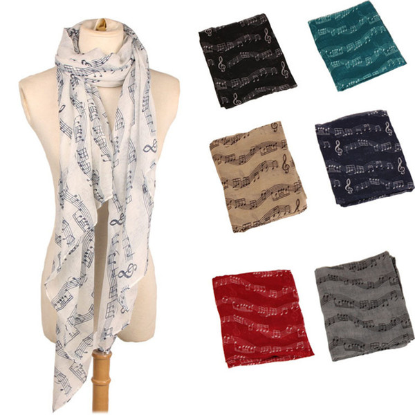 Women Lady Musical Note Chiffon Neck Soft Scarf Shawl Muffler Sunscreen Scarves Accessories 8 Color LE50