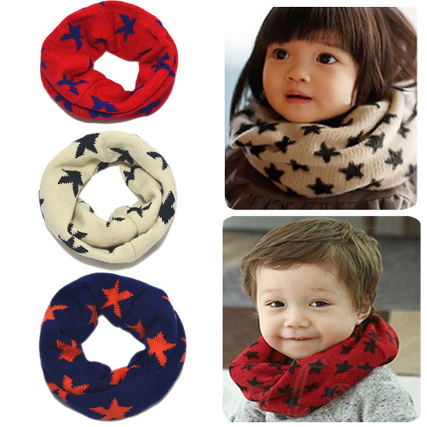 10PCS Toddler Baby Boys Girls Winter Warmer Crochet Knitted Woolen Scarf Children Stars Collar Neck Warm Shawl Wrap Kids Ring Scarf