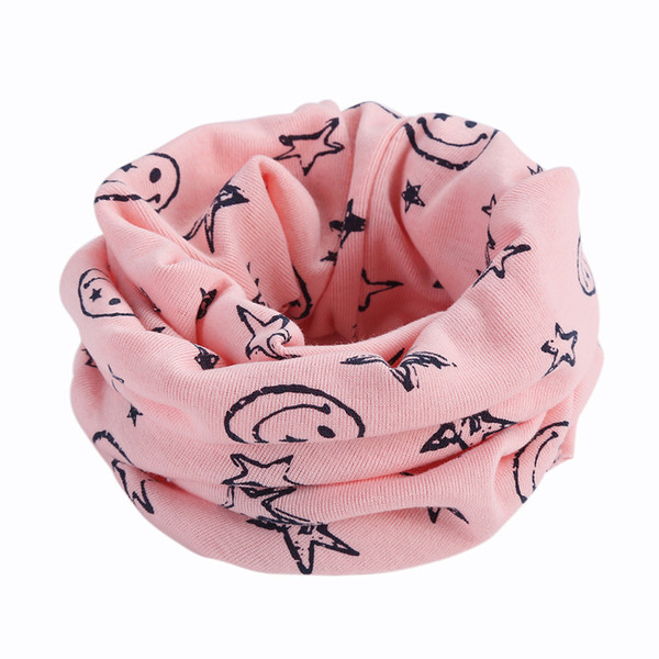 Tonsee scarf Children's Warm Cotton Scarf Boy Girl Scarf Shawl Winter O Ring Neckerchief cartoon smile face star pattern foulard