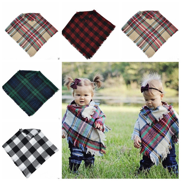 Baby Girls Scarf Kids Plaid Cloak lattice Cashmere Scarves Girl Poncho Children Coats Kids Clothing 5 Designs DHT526