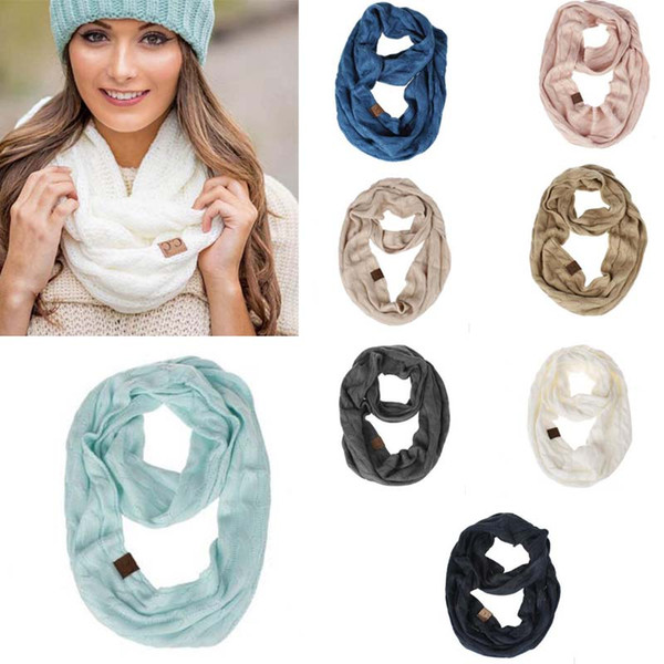 Europe America autumn winter warm CC scarf knitted neck cross border women winter Ring Scarf multi colors