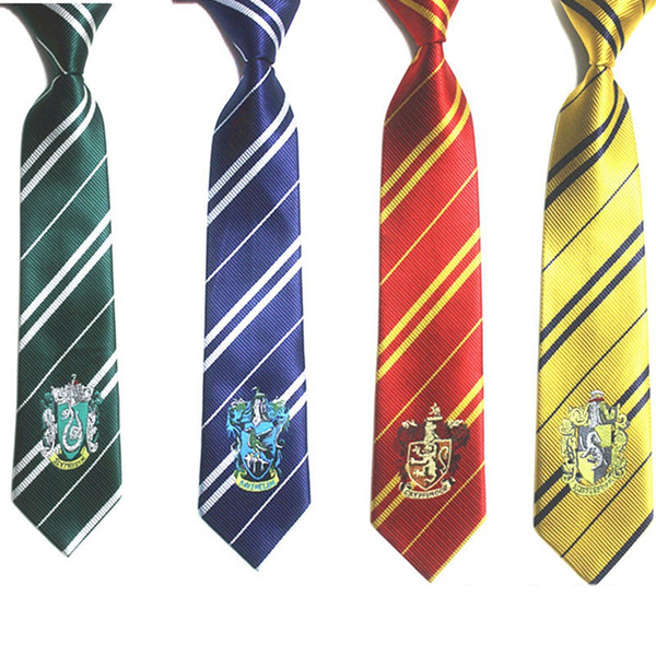 Harry Potter Neck Ties Gryffindor Slytherin Ravenclaw Hufflepuff Badge Stripe Ties Adult Harry Potter Badge Party Favor New TTA2135-6