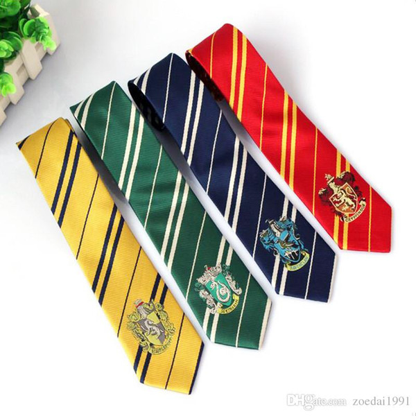 Harri Potter badge Tie Gryffindor/Slytherin/Hufflepuff/Ravenclaw Necktie ties College Style series gift for boys&girls school tie