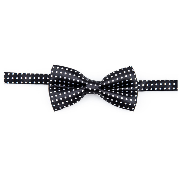 Hot Novelty Mens Bowtie Wedding Necktie Black+White Dot