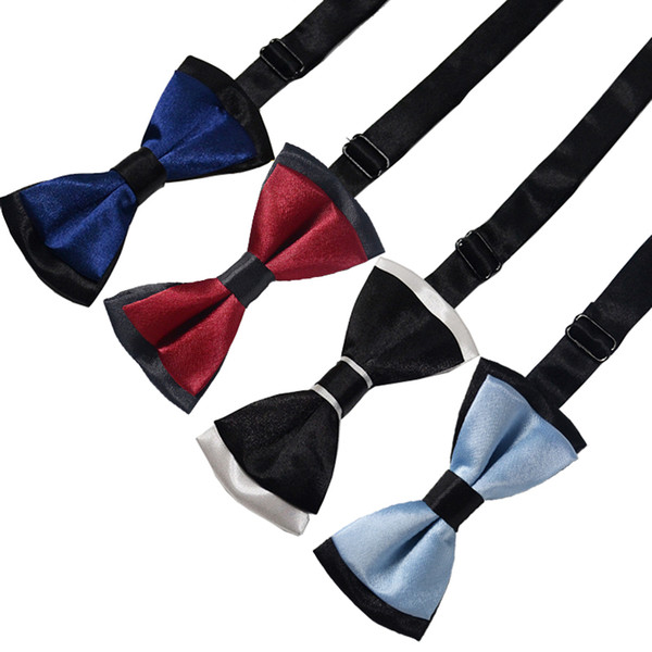 Baby Boys Bow Ties Double Color Double Layers Satin Kids Designers Tie Christening Suits Wedding Party Solid Color Infant Toddler Tie Bows