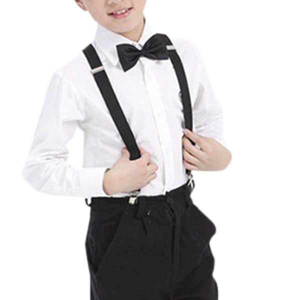 Kids Baby Boy Suspenders Adjustable Braces Elastic Suspenders and Bow Tie Set Blaser Suit Accessories SD