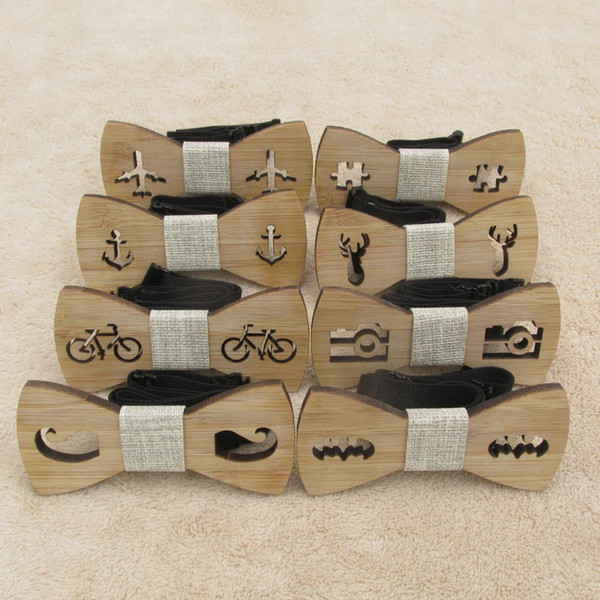 Classic Bamboo Wood Children Bow Ties Laser Cut Wooden Kids Butterfly Bow Knots Gravatas Cravat