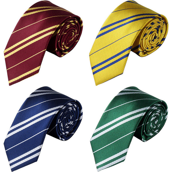 Harry Potter Ties Gryffindor Slytherin Badge Ties Ravenclaw Hufflepuff Necktie Hogwarts School Stripes Neckwear Costume Neck Tie LJJA3657-3