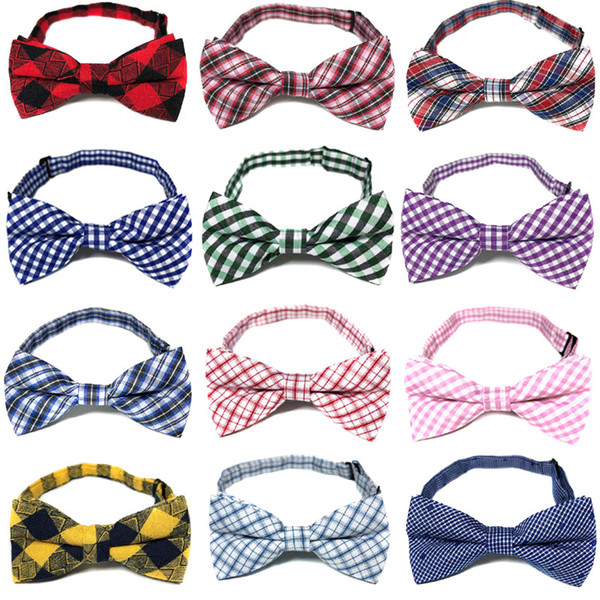 Children plaid Necktie British style Baby Tie Fashion Children Cute lattice Necktie Hot Kids Cotton and Adjustable Bow Tie Z0301