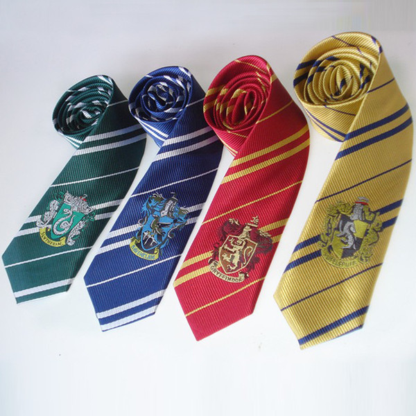 4 colors Harry Potter neck ties Gryffindor Slytherin Hufflepuff Ravenclaw Cosplay Costumes necktie for Party Kids Cosplay Wholesale AJY721