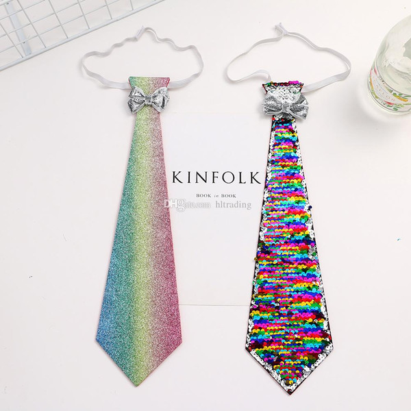 Children Rainbow Sequin Bow Neck Tie fashion necktie Party dress up baby kids Neck Tie 41cm 2 colors C5720