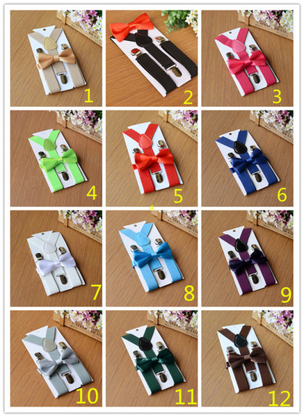 26colors Kids Suspenders Bow Tie Set for 1-10T Baby Braces Elastic Y-back Boys Girls Suspenders accessories