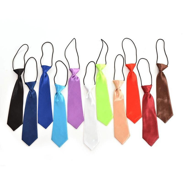 Wholesale Boy Tie Kids Baby School Boy Wedding Necktie Neck Tie Elastic Solid Colour Stain