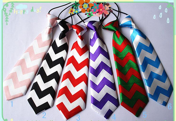 Clearance Kids Necktie many colors Wave stripe print boys girls ceremony performance party elastic Wedding Necktie simple tie