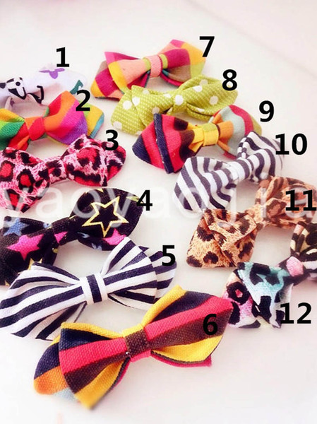 Mixed color Children Bow Tie boys bow tie dots stripe leopard print kids Neck Tie Girls BowTie safety baby pin A4245