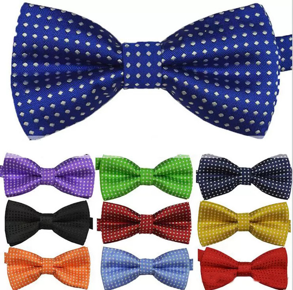 new Children'S ties boy's girl's bow tie fashion baby bow tie polyester yarn material kids shirt dots tie party supply 16 colors