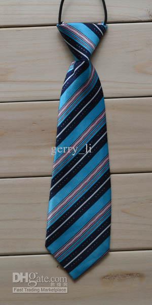 School Boys Childrens Kids On Elastic Tie Necktie Diffrent Styles Leopard Grain Design Light Blue