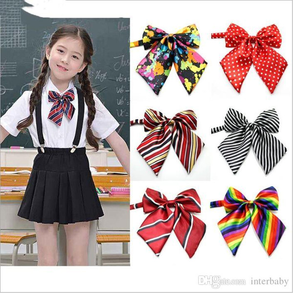 Baby Ties Primary School Girls Bow Tie School Uniform Photo Neckties Kids Stripe Polka Dots Neck Ties Boys Tuxedo Fashion Accessories B3953