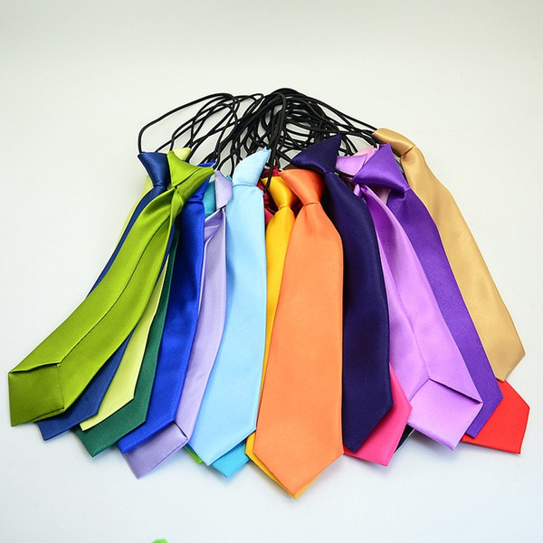 Solid Color Kids Necktie Boys School Wedding Ties Simply Easy to Wear Elastic Neck ties 30 Colors