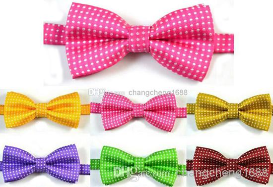 Top Dot Embroidery Baby Children Boys Neck Bow Tie BOW TIE Pre-tied Adjustable Imitation Silk Hot Pink Bow Tie