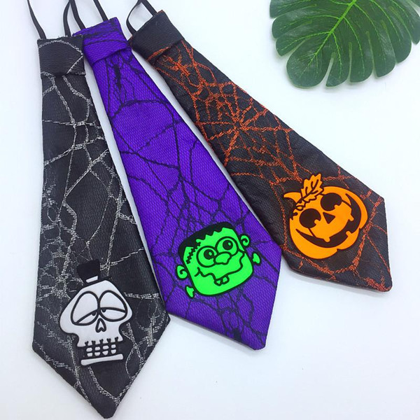 3 Style Funny Halloween necktie big childrens Spider Web Printed Cartoon Horror Tie Dress Up Masquerade Props hot sell