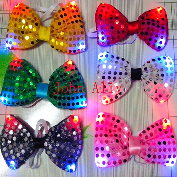 Hot selling led bow tie kids adult Multicolor Bowknot necktie flashing tie light up toys for party decoration supplies Wholesale