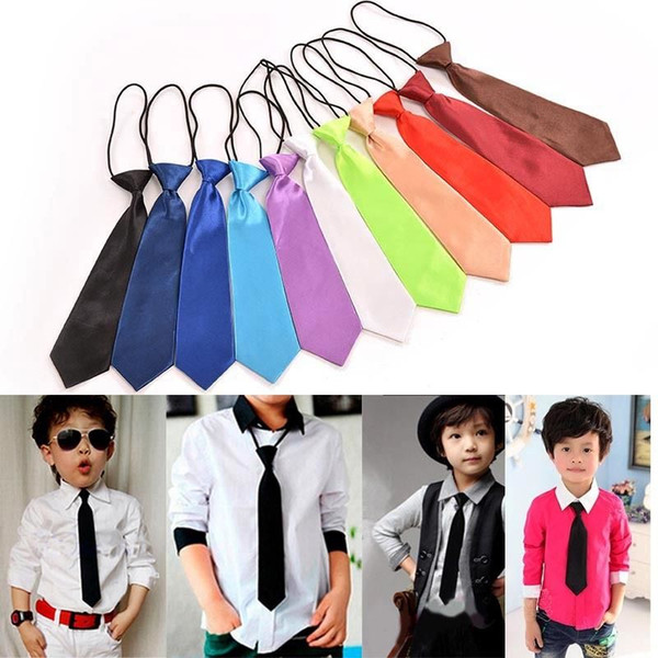 2017 Boy Tie Kids Baby School Boy Wedding Necktie Neck Tie Elastic Solid Colour Stain Wholesale