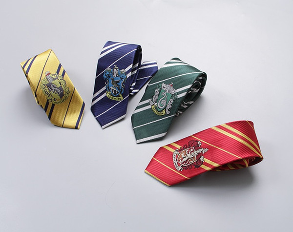 2017 new style Harry Potter Ties Gryffindor Slytherin Badge Ties Ravenclaw Hufflepuff Necktie Hogwarts Stripes Neckwear Costume Tie 4 design