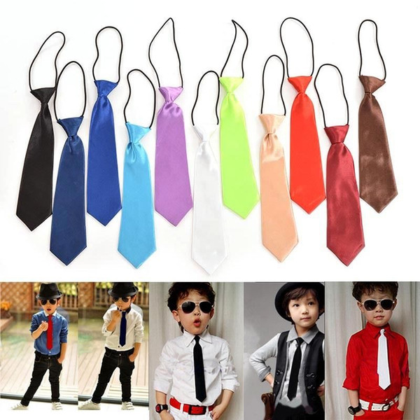 Hot Sale 11 Colors Boy Tie Kids Baby School Boy Wedding Necktie Neck Tie Elastic Solid Colour Stain Wholesale