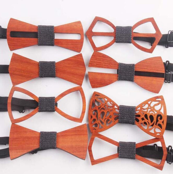 9 Styles Vintage Red Rosewood Bow Ties Hollow Out Bowknot For Gentleman Wedding Wooden Bowtie Fasion Accessories CCA11257 60pcs