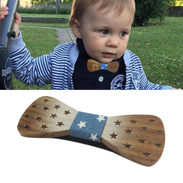 Children Kids Wood Bow Tie Carving Stars Butterfly Wooden Bowtie Wedding Party Accessories XRQ88