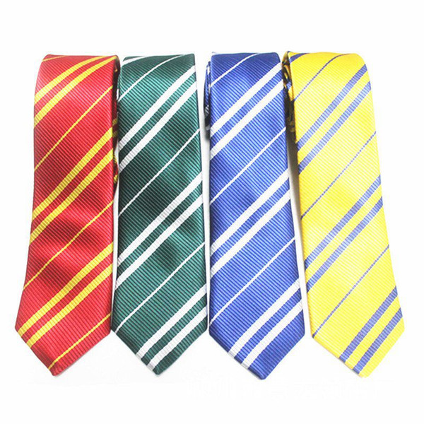 100pcs Harry Potter Necktie 4 colors Gryffindo Ravenclaw Hufflepuff Slytherin College neck tie stripe ties