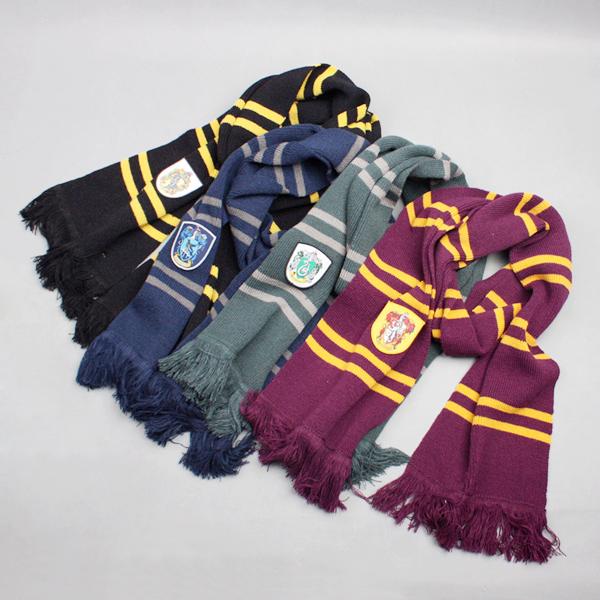 New Fashion 4 Colors College Scarfs Harry Potter Gryffindor Series Scarf With Badge Cosplay Knit Scarves Halloween Costumes