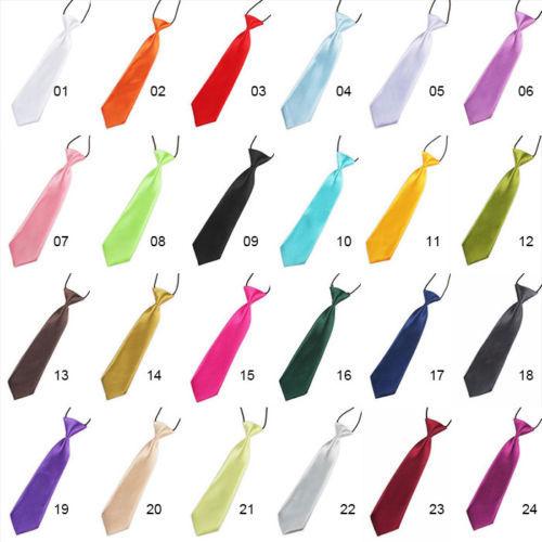 Wholesale- Boy Tie Kids School Boy Wedding Necktie Neck Tie Elastic Solid Colour Stain