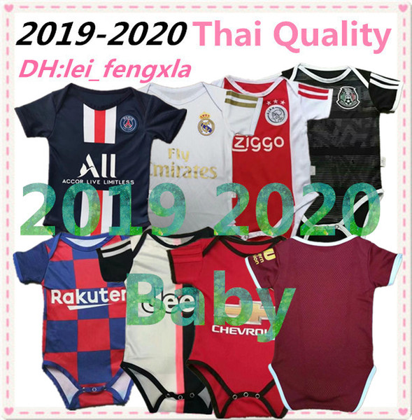 19 20 Real Madrid Hazard Baby Soccer Jerseys messi ICAROI salah United ajax mexico Kids Football Jersey 2019 2020 Psg Baby Jumpsuits Kits