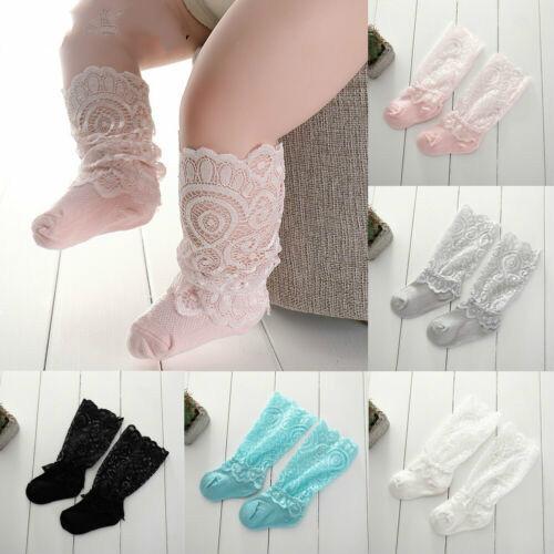 Cute Ankle Short Baby Girls Lace Floral Frilly Ruffle Princess Socks Cotton Knee High Cotton Toddler Long Socks