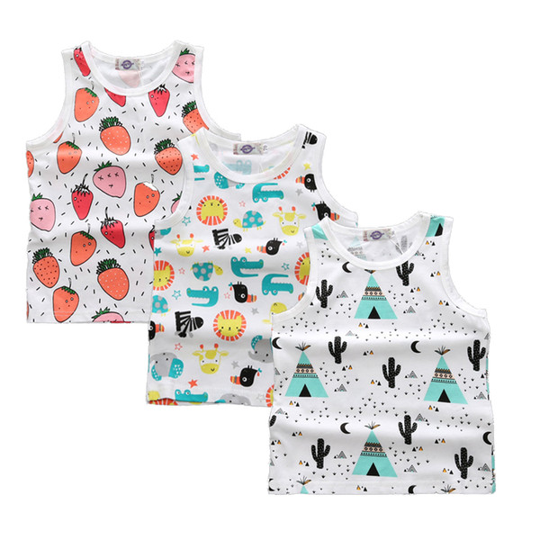 3 pcs / lot Baby boy girl clothes fruit print sleeveless 2019 Summer Baby vest Newborn fashion shirt and Top baby goods