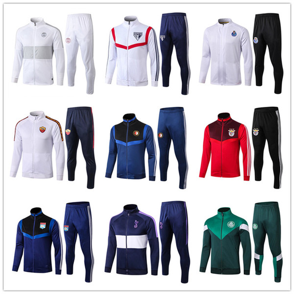 Paris White Training Clothes Adult Soccer Tracksuit Set Home Away Football Jackets Training Suit Autumn and Winter Training Suit DHL