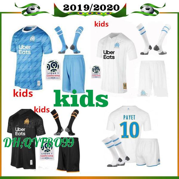 19 20 Olympique de Marseille Kids Kit Soccer jersey 2019 2020 boy OM Marseille Maillot De Foot PAYET L.GUSTAVO THAUVIN football shirts