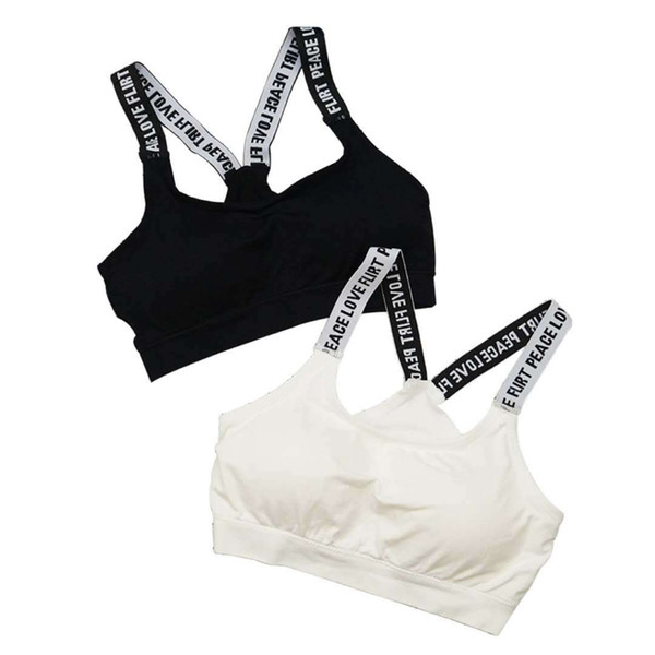 Seamless backless straps tube top beautiful back wrapped chest English letter sports vest without rim sports bra JXW169