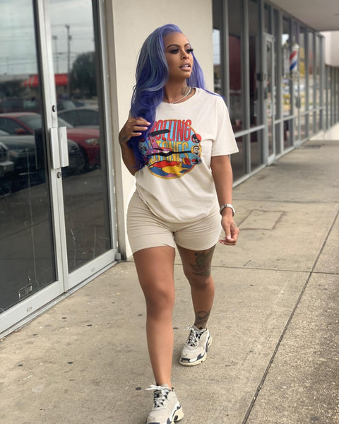 Women Letter print Tracksuit Short Sleeve T-shirt + Shorts Leggings 2 piece Fashion Suit Summer Outfit Sportswear Jogger Set