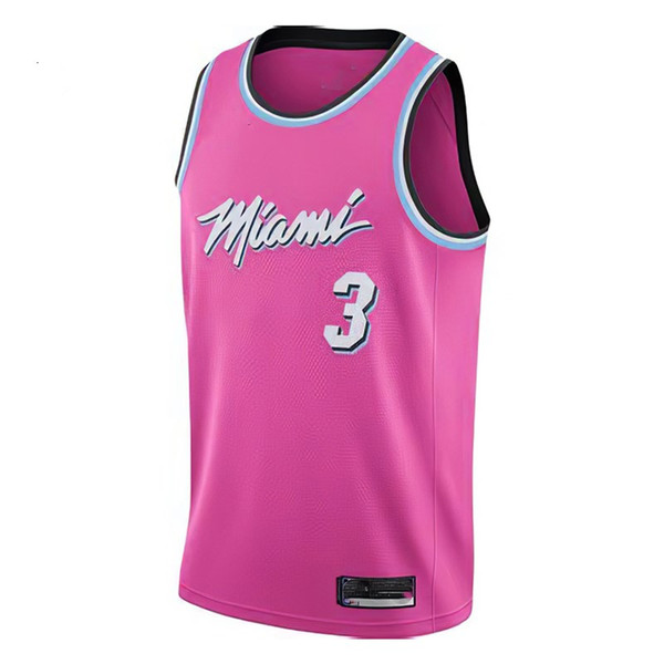 Heat City Edition Hot Pressed No. 3 Wade Jersey Basketball Suit Set Men's Custom Personality Sao Pink Jersey Group Purchase Team Uniform