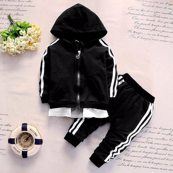 baby tracksuit 2019 Spring Baby Casual Tracksuit Children Boy Girl Cotton Zipper Jacket Pants 2Pcs Kids Leisure Sport Suit Infant