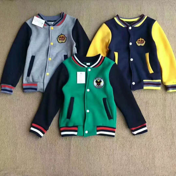 Kids Clothing Autumn and Winter Childrens Sports Baseball Jacket Boys And Girls Together Color Plus Cashmere Children Jacket