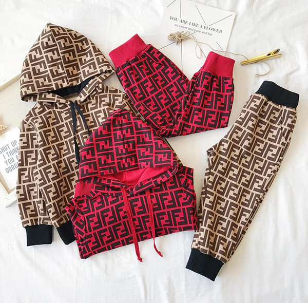 2019 Autumn and winter designer brand new F home explosion models trend boys and girls sports casual loose fashion suit