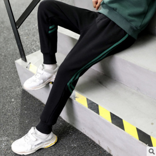 Children's Sports Pant New 2019 Spring and Autumn Boys Fashionable 2 Striped Colors Fashion Side Striped Trousers Size6-16 ly211